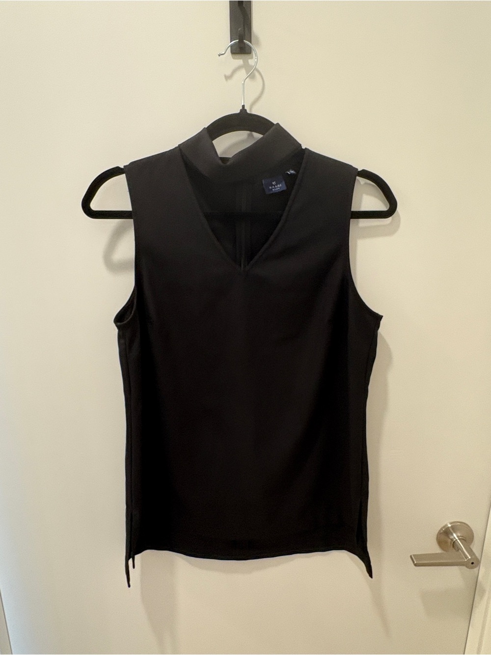 Kaari Blue Black Choker Neck Black Tank Top